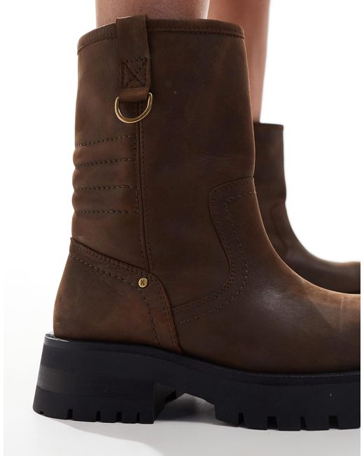 Bronx Blue – quinn – biker-ankle-boots aus gewachstem nubukleder