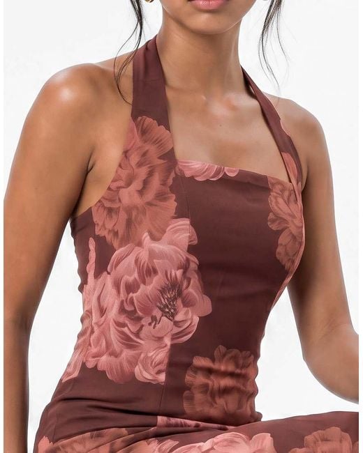 ANAYA Floral Print Halter Neck Tiered Midaxi Dress