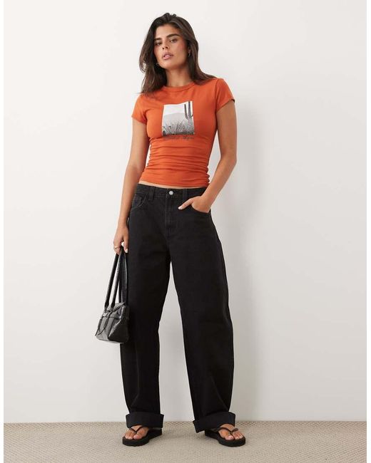 ASOS Orange Baby Tee With Cactus Photographic
