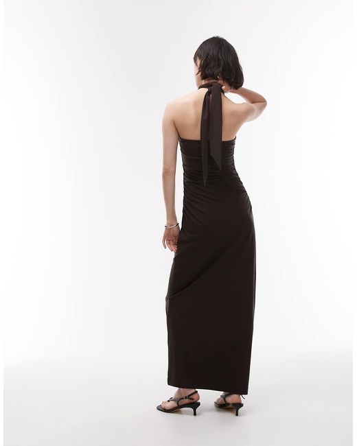 & Other Stories White Jersey Maxi Dress With Metallic Clasp Halter Neck