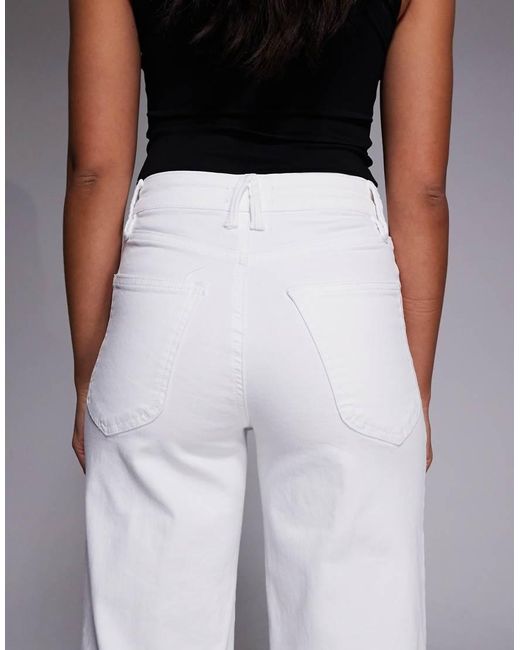 GOOD AMERICAN White Good Waist Front Pocket Detail Wide Leg Palazzo Jeans