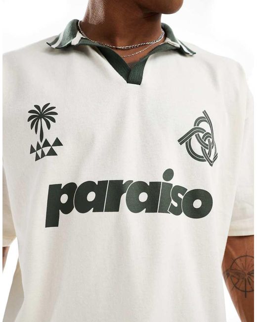 ASOS White Boxy Oversized Polo Shirt for men