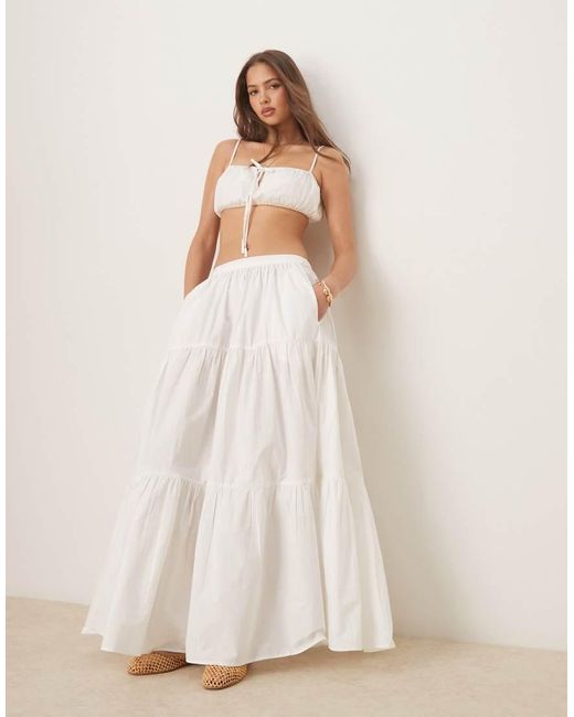ASOS Boho Maxirok Met Stroken in het White