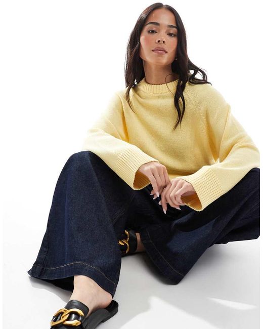 ASOS Gebreide Trui Met Ronde Hals En Raglanmouwen in het Blue