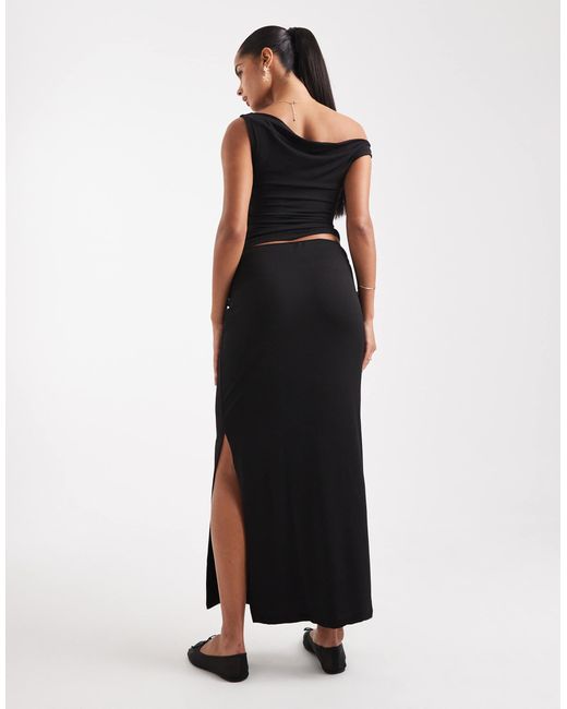 Vero Moda Black Slinky Ruched Front Maxi Skirt Co-ord
