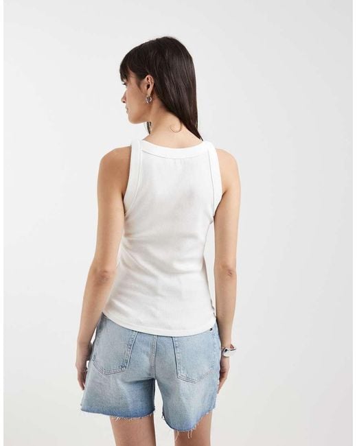 Tommy Hilfiger White Essential Logo Slim Fit Rib Vest