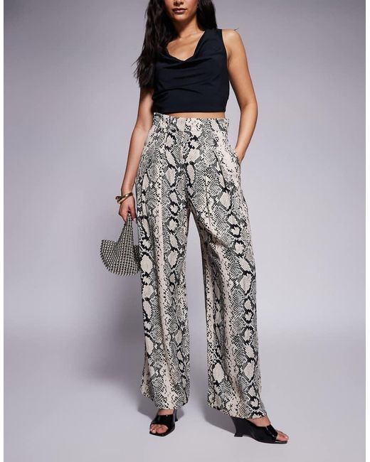River Island Gray Snake Print Flare Trouser