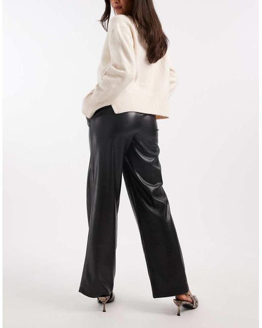 ONLY White Wide Leg Faux Leather Trousers