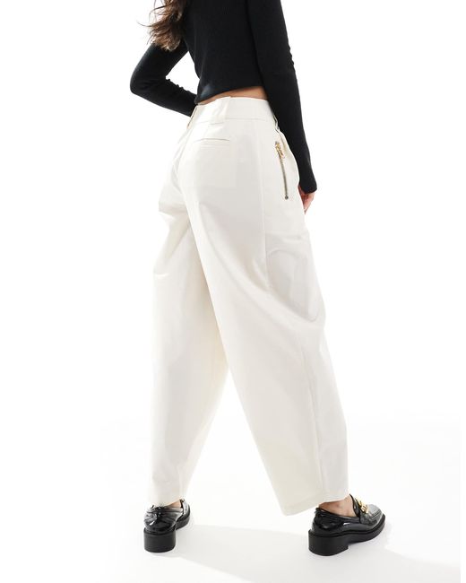 ASOS White Arch Leg Zip Detail Trousers