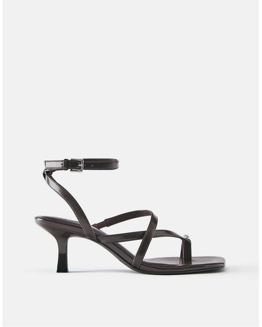 Pull&Bear White Heeled Sandals With Strap Detail