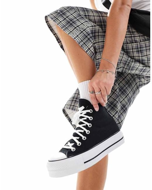 Converse Black Chuck Taylor All Star Hi Lift Wide Fit Platform Trainers