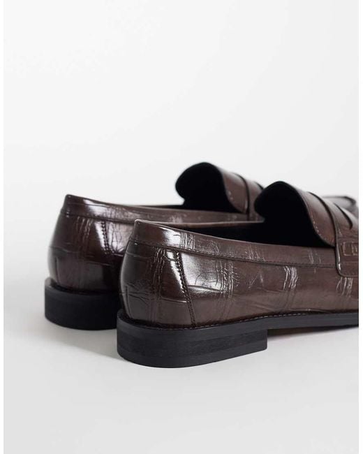 SEQWL Brown Hero Croc Detail Loafers for men