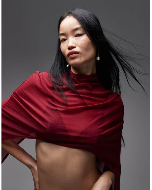 ASOS Red Floor Length Mesh Cape Top