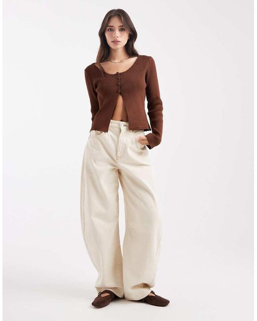 Miss Selfridge Natural Scallop Edge Knit Top