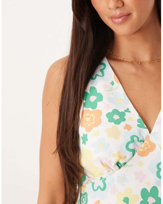 Glamorous Natural V Neck Bias-Cut Midi Dress