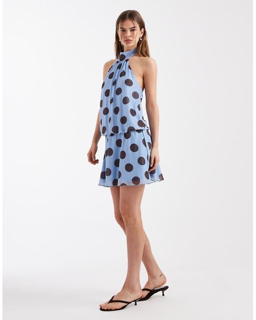 New Look Blue Halterneck Mini Dress