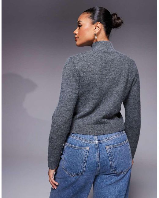 Kaiia Gray Exclusive High Neck Knitted Flare Sleeve Relaxed Jumper