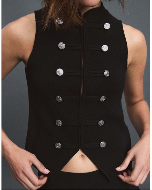 Stradivarius Black Buttoned Knit Vest
