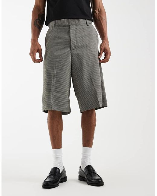 Jack & Jones Gray Longline Tailored Shorts for men
