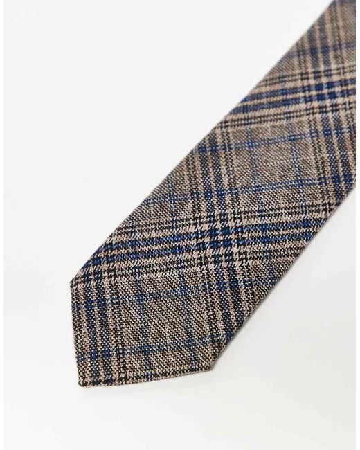 Corbata A Cuadros Marrones Y Azules De ASOS de hombre de color Gray