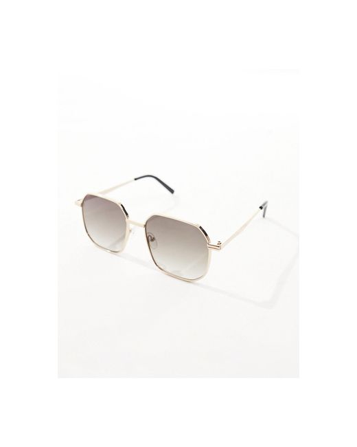 New Look Brown – sechseckige sonnenbrille mit metallgestell