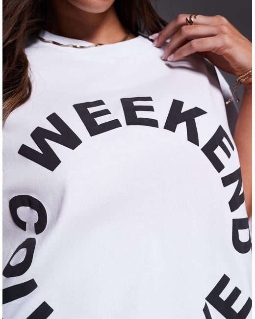 ASOS White Weekend Collective Icon Oversized T-shirt With Circle Logo Graphic