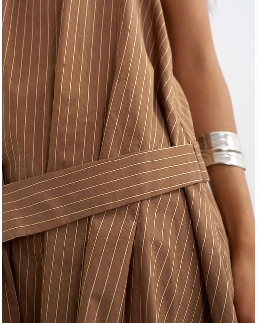 TOPSHOP Natural Halter Gathered Side Mini Dress With Tab Detail