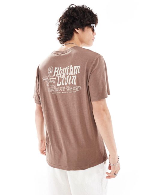 Rhythm Brown Livin Slub T-shirt for men