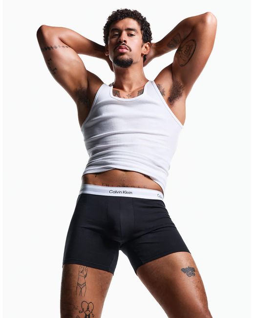 Calvin Klein – icon cotton stretch – 3er-pack eng geschnittene boxershorts in Black für Herren