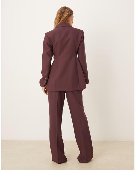 ASOS Elegante Ruimvallende Pantalon Met Hoge Taille En Rechte Pijpen in het Purple