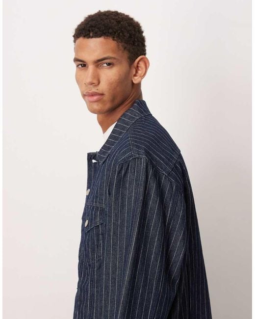 ASOS Blue Co-Ord Striped Denim Jacket for men
