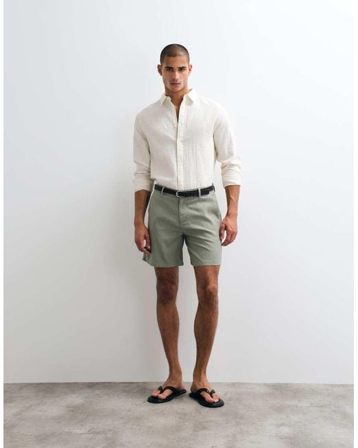 ASOS Green Co-Ord Wide Fit Linen Blend Shorts for men