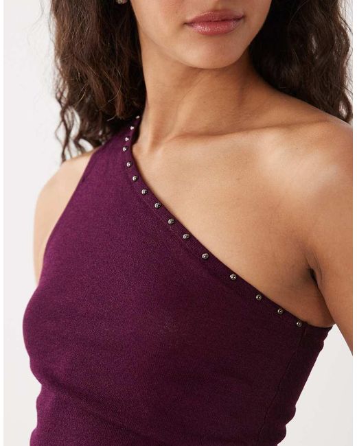 Cotton On Red Stud Asymmetric Knit Top