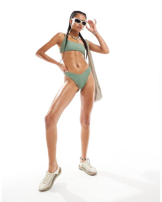 OOSC Green Sahara Sage Mix And Match Cold Shoulder Bikini Top