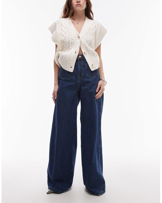 Mango Blue Emma Gold Button Jeans