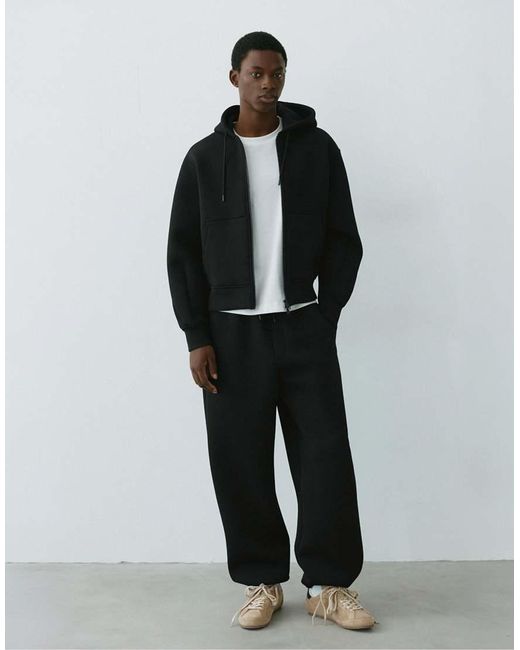 Giacca Con Cappuccio E Zip Nera di Pull&Bear in Black da Uomo