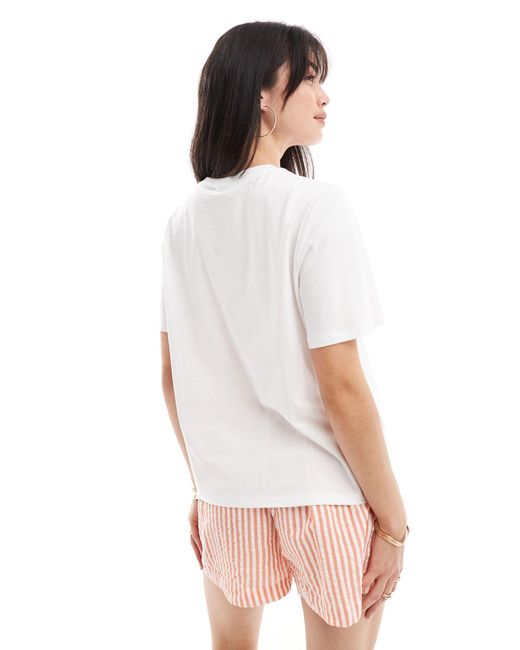 T-shirt bianca con stampa "palma de mallorca" sul davanti di Pieces in White