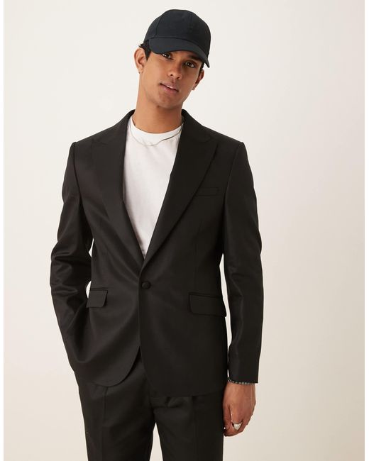 ASOS – schmal geschnittene anzugweste in Black für Herren