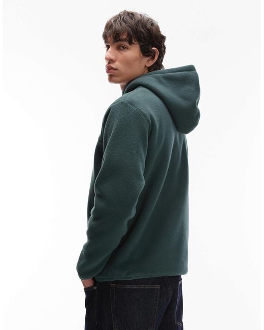 Timberland Green 1/4 Zip Polar Hoodie Pocket Fleece for men