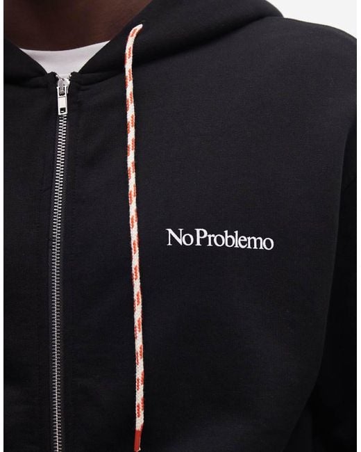 No Problemo Blue Mini Logo Zip Up Hoodie for men