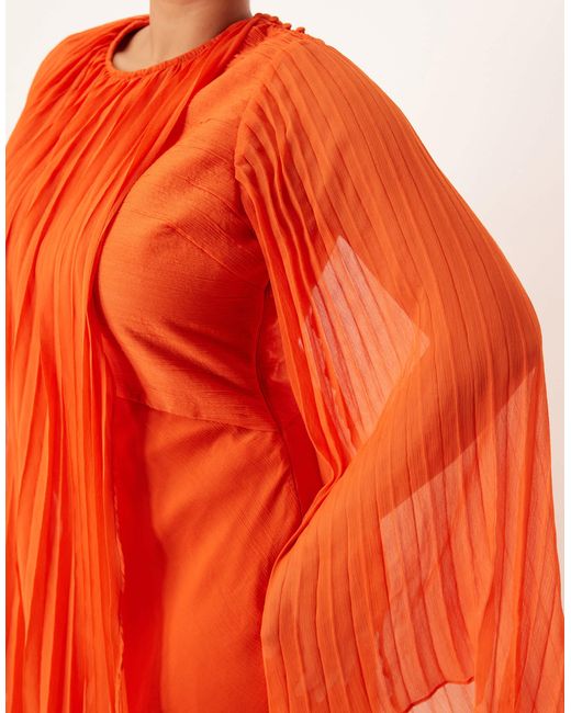 ASOS Orange Asos Design Curve exaggerated Pleated Sleeve Bias Maxi Dress