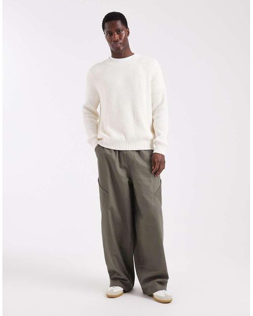 Hollister White Knitted Fisherman Jumper for men