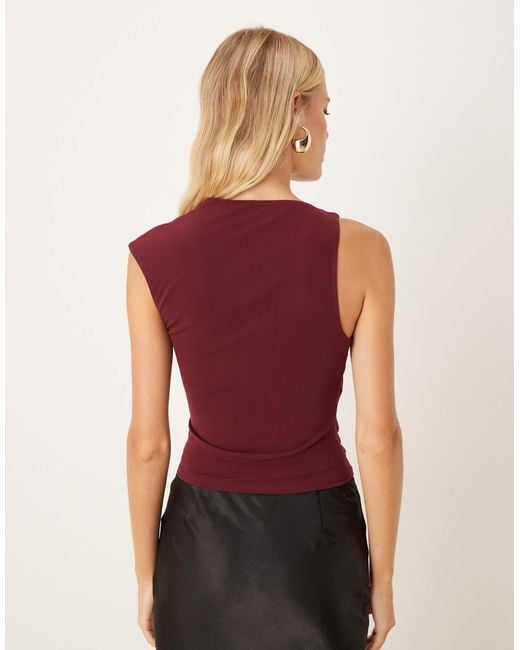 ASOS Red Off Shoulder Trim Detail Top With Cut Out