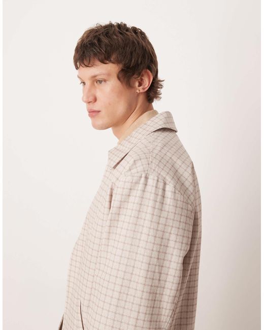 ASOS Natural Checked Cotton Jacket for men