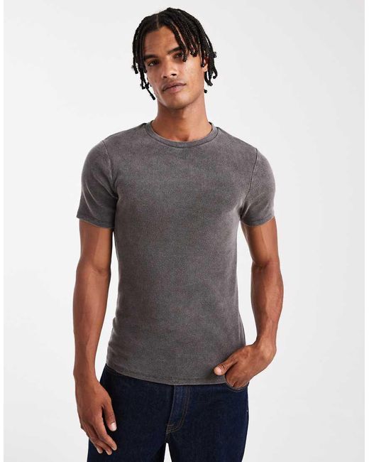 ASOS Gray Essentials Muscle Fit T-shirt for men