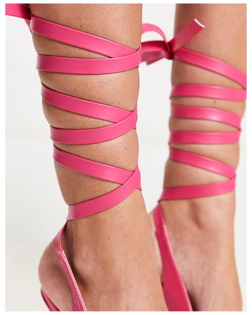 Raid Pink Ishana Heeled Shoes With Ankle Tie