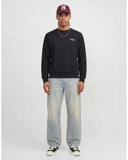 Jack & Jones Black Sweatshirt With Script Logo for men