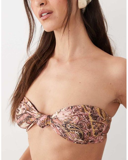 Miss Selfridge Natural Twist Bandeau Bikini Top