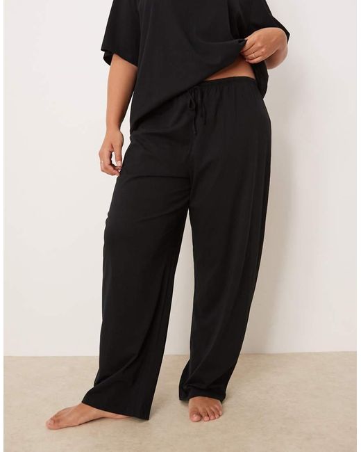 ASOS Black Asos Design Curve Mix & Match Cotton Pyjama Trouser