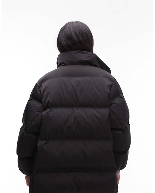 & Other Stories Black Re-Down Puffer Coat With Funnel Neck